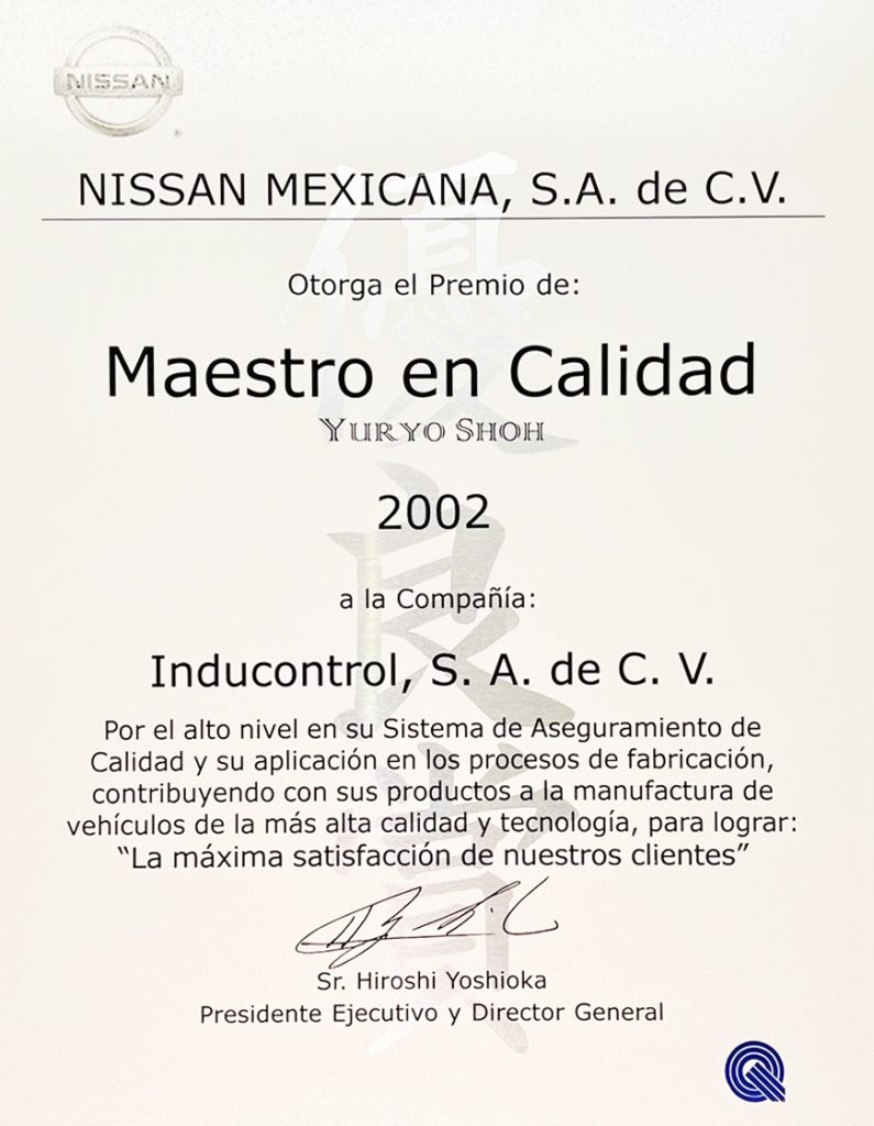 INDU MAESTRO EN CALIDAD 2002